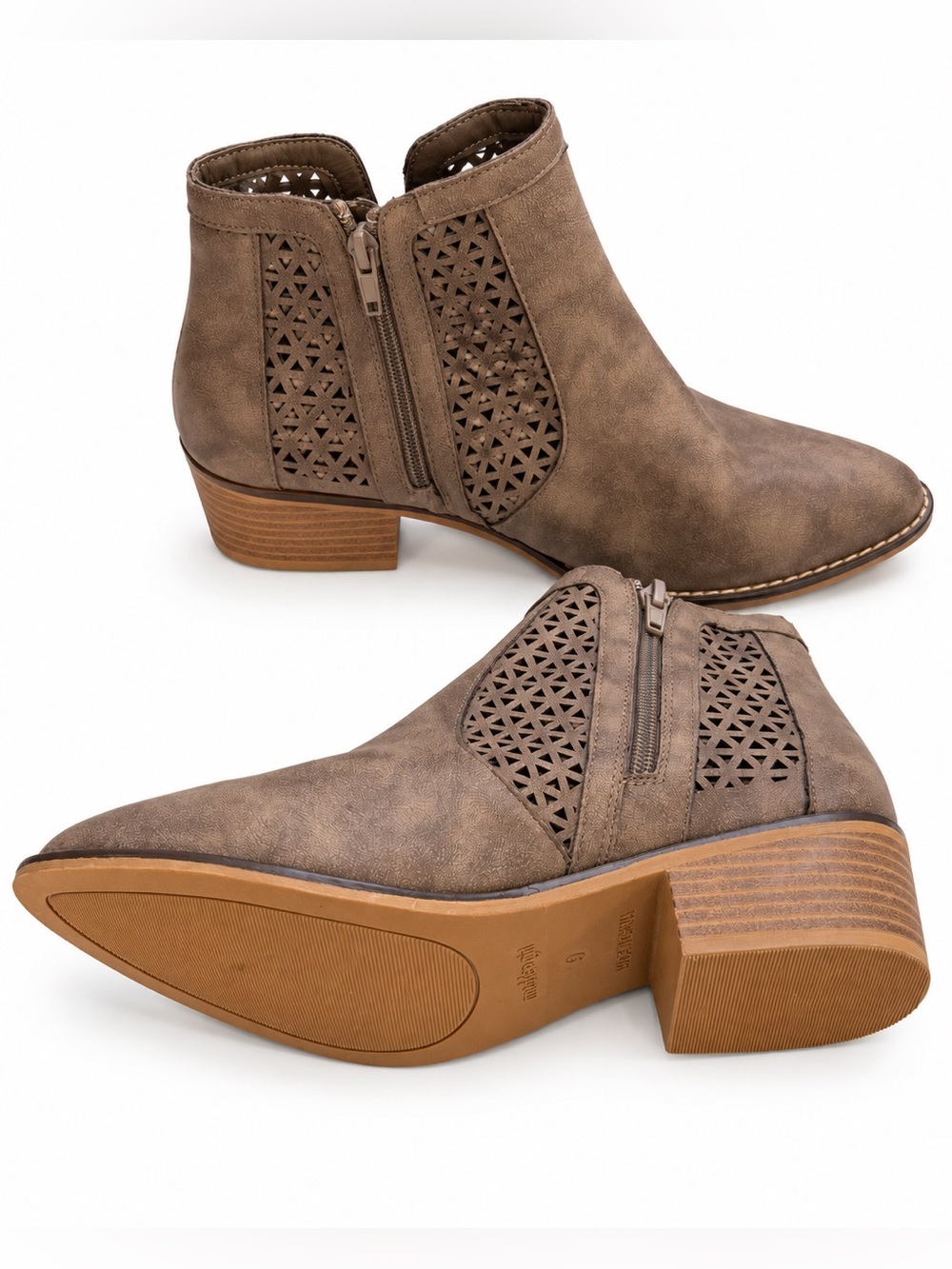Madden Girl Brown Laser Cut Ankle Booties Women’s Size 9